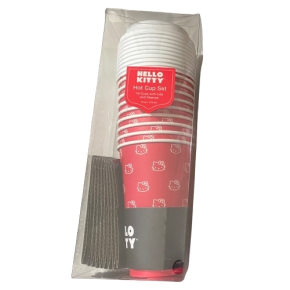 NEW Hello Kitty Hot Cup Set Of 10 W/ Lids + Sleeves - Picture 12 of 15